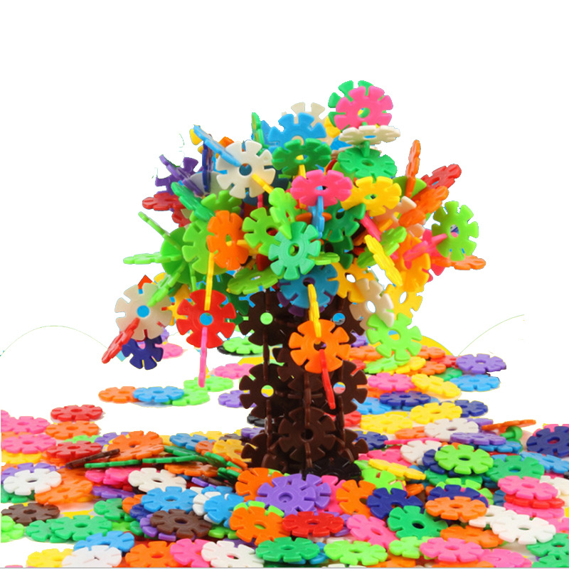 Early education insert snowflake building blocks box plastic assembly assembly baby children's intelligence toys manufacturers wholesale