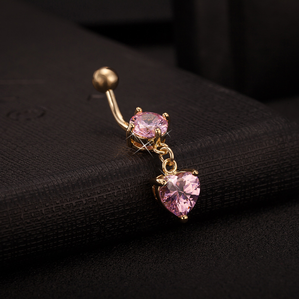 Factory direct medical stainless steel zircon Heart-shaped navel ring navel buckle body piercing jewelry wholesale