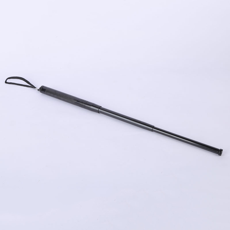 Factory Women's Self-defense Car Stick Black Three-section Stick Carbon Steel Telescopic Stick Hangable Stick Self-defense Weapon Outdoor