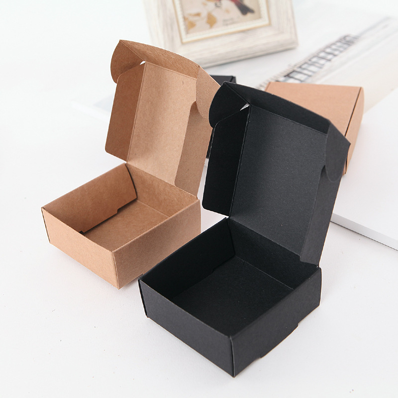 in stock handmade soap packaging box cowhide paper box black card jewelry small paper box candy moon cake box flying machine box