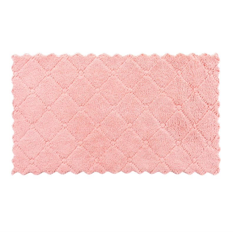 Kitchen cleaning solid color double-sided strong absorbent cloth Bowl towel wet and dry dual-use scouring pad