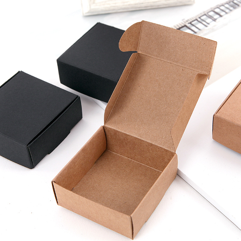 in stock handmade soap packaging box cowhide paper box black card jewelry small paper box candy moon cake box flying machine box