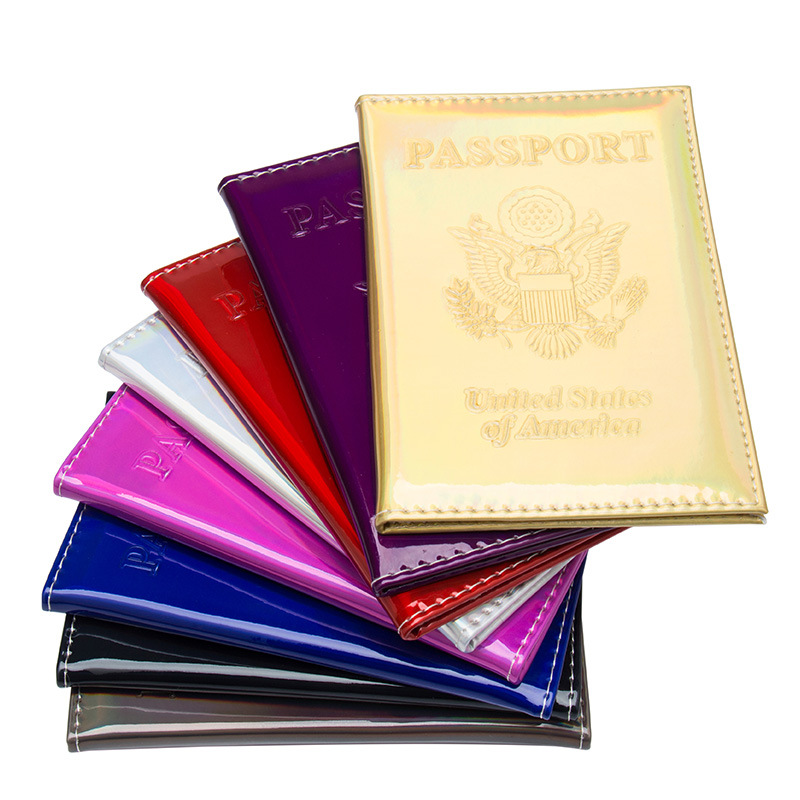 Brown mouse American national emblem laser passport holder mirror glossy passport holder machine ticket holder simple passport cover Shell wholesale