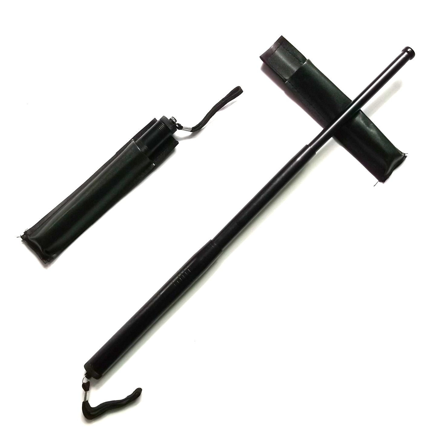 Factory Women's Self-defense Car Stick Black Three-section Stick Carbon Steel Telescopic Stick Hangable Stick Self-defense Weapon Outdoor