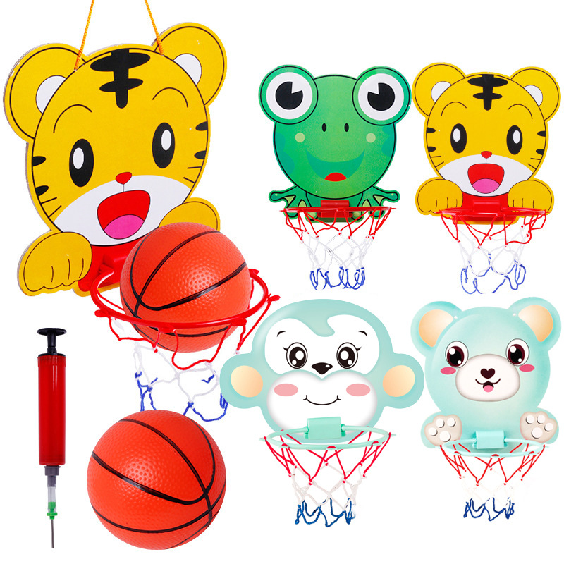 Cross-border Tiger Frog Basketball Frame Hanging Indoor Basketball Rack Punch-free Kindergarten Basketball Trampoline Matching