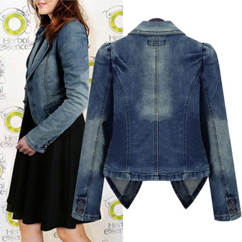 Cross-border Autumn New European and American large size women's denim coat fat MM slim long sleeve suit collar coat women Wholesale