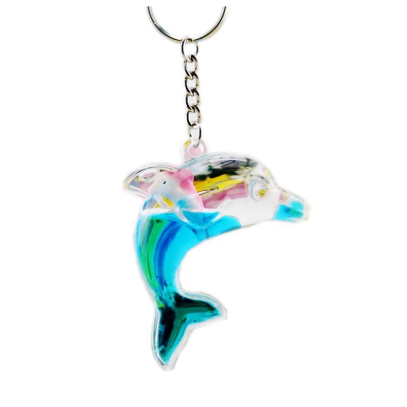 Dolphin floating bag pendant oil leakage cartoon small gift creative keychain key ring aquarium gift