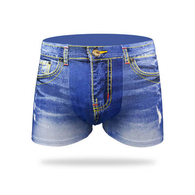 Denim printed men's underwear cotton three-dimensional waist sexy boxer shorts cross-border supply breathable foreign trade Wholesale