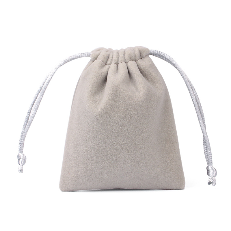 Flannel Bag Small Drawstring Logo Jewelry Packaging Bag Gift Stamp Powder Cake Black Flannel Bag