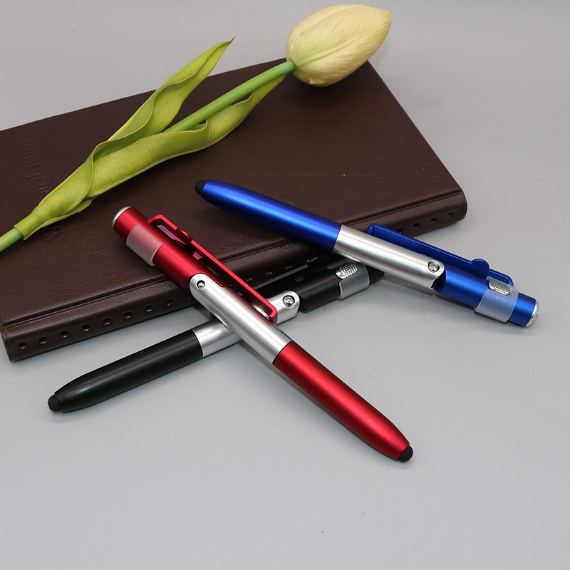 Creative multi-functional folding LED light pen four-in-one mobile phone bracket touch advertising gift pen