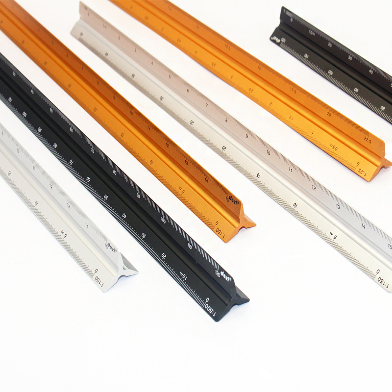 Triangular ruler for cross-border aluminum alloy scale multicolor in stock drawing scale scale aluminum ruler triangle ruler
