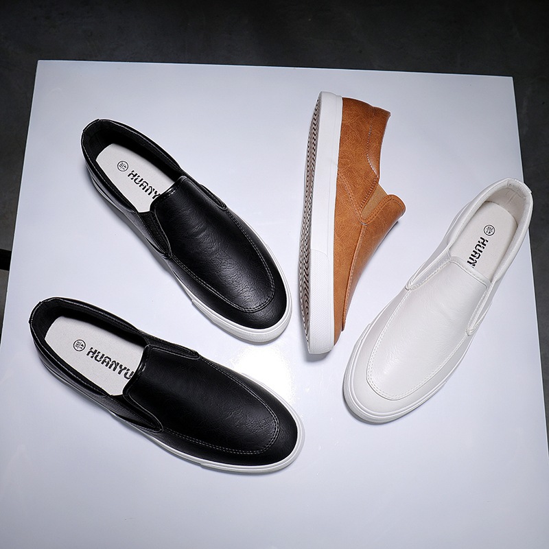 Men's Light Low-top Flat Shoes White Shoes Lazy Slip-on Summer Trendy Men's Elastomer Shoes for Students