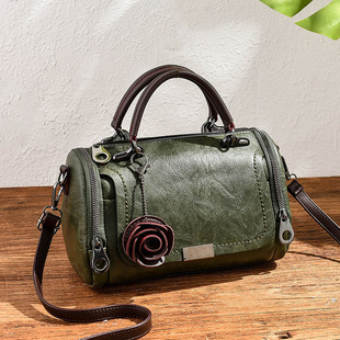 2024 spring new pure color retro pillow bag women's bag small flower pendant Korean style crossbody shoulder bag one-piece delivery