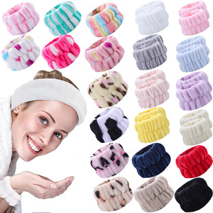 European and American cross-border plush face washing wrist sports bracelet waterproof wristband color hair band hair band vacuum pumping