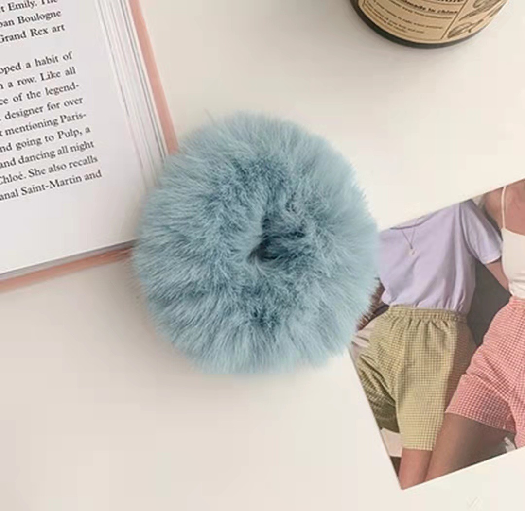 Plush Hair Ring Hair Rope Winter All-match Double Horsetail Hair Rope Girl's Hair Rope Candy Color Plush Rope