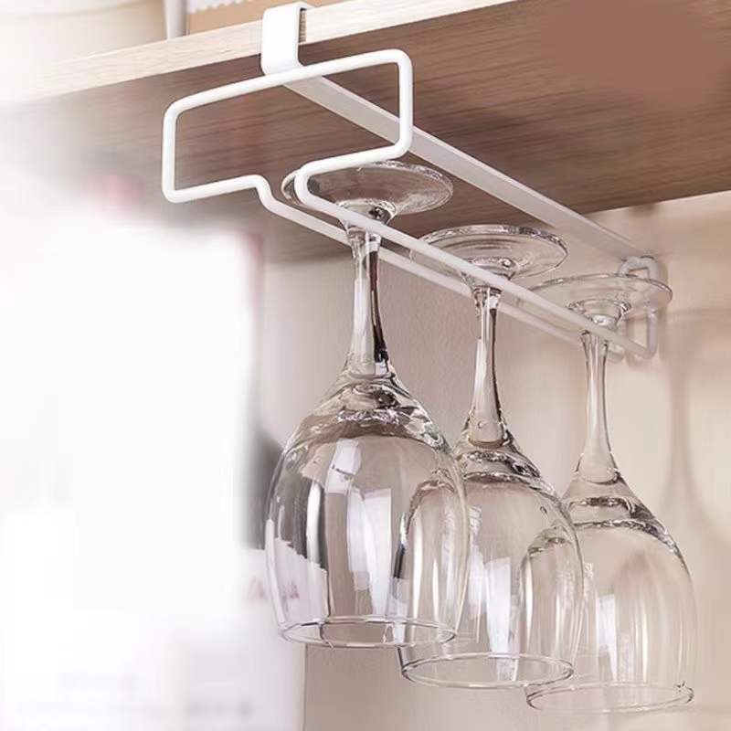 Wine cup holder upside down household creative iron Cabinet cup holder draining rack nail-free art punch-free goblet rack