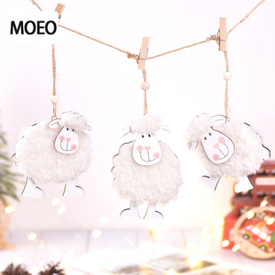 Cross-border New Easter Gift Decoration Lamb Wooden Pendant Creative Wool Felt Cute Sheep Hanging Ornaments