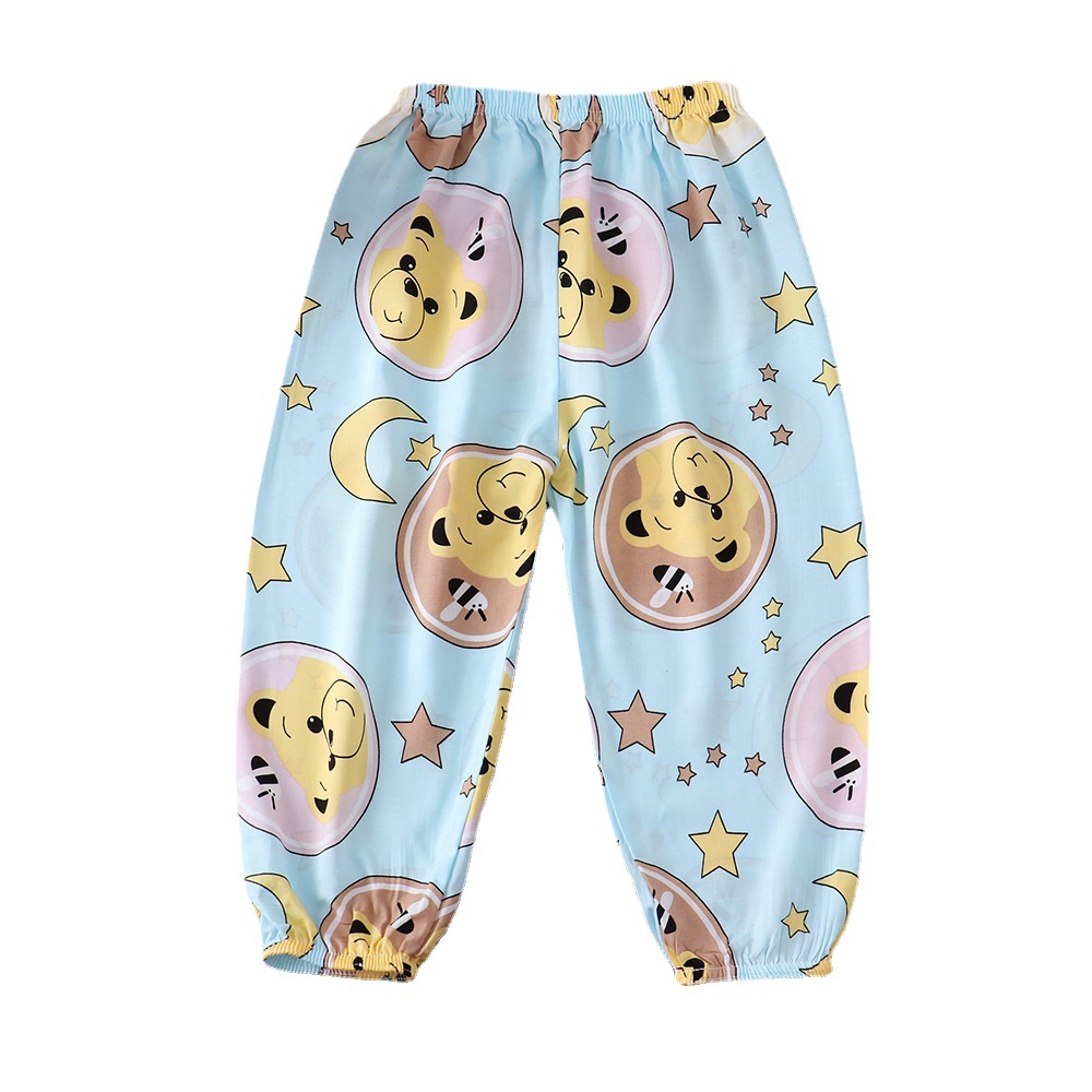 Anti-mosquito pants children's summer children's anti-mosquito pants thin men's and women's small children's cotton pants artificial cotton air conditioning home pants