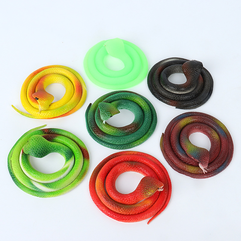 Simulation snake toy big green snake whole person soft glue fake snake Cobra animal model trick props factory direct sales