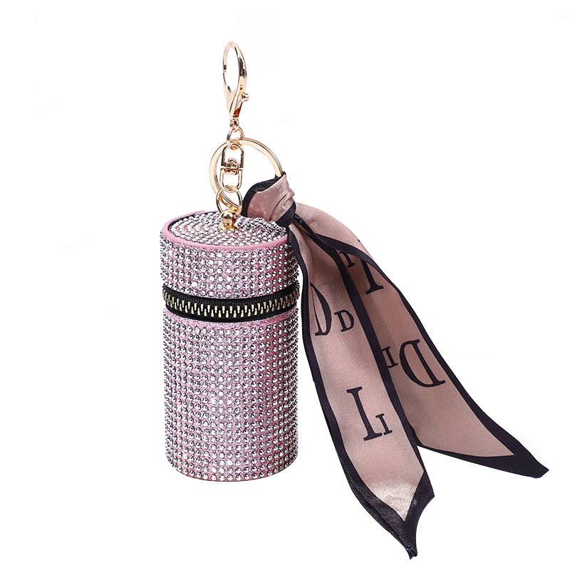Mouth red envelope new cross-border A- diamond live fashion bucket bag ear line coin purse silk scarf key chain storage mini