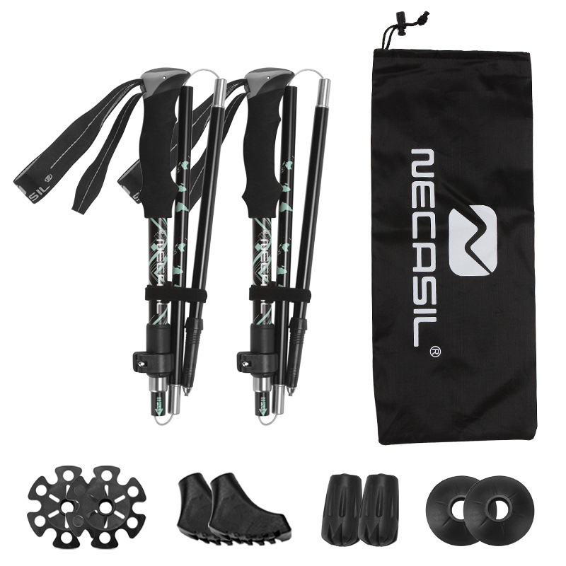 Outdoor Climber Stick Foldable Telescopic Stick Multifunctional Crutch Travel Stick Aluminum Alloy N82 Set