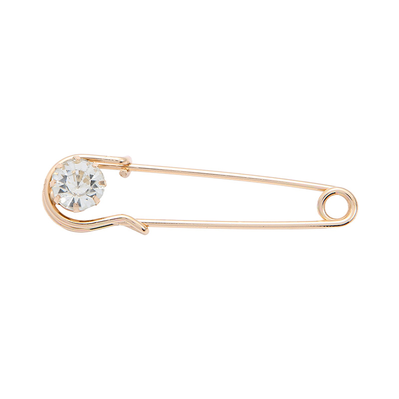 European and American New Fashion Crystal Brooch Metal Women's Shoulder Strap Etiquette Strap Fixed Pin Waist Artifact Anti-Light