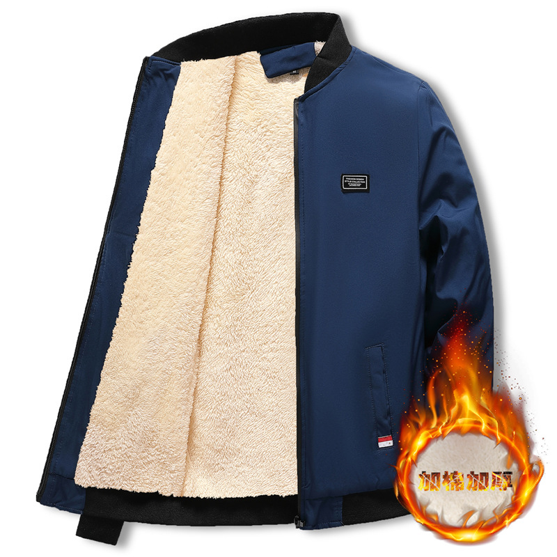 Foreign trade Men's fleece-lined thickened jacket coat 2023 autumn and winter fashion casual small square coat men