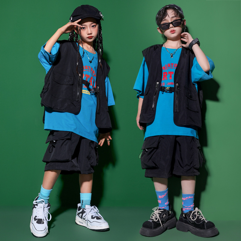 女童爵士舞服裝帥氣日系街舞演出服套裝少兒嘻哈hiphop走秀舞台潮