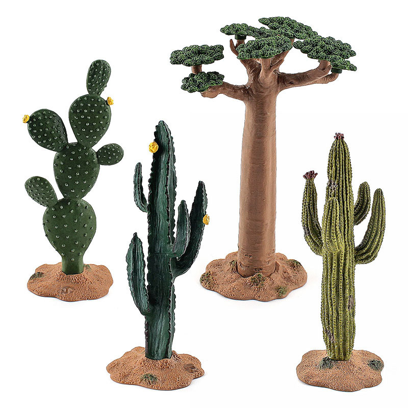 Children's Animal Model Scene Ornaments Tropical Desert Tree Simulation Green Plant Cactus Baobab Tree