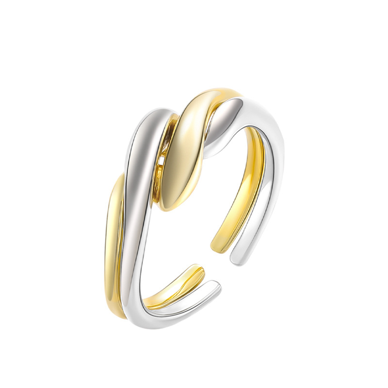 European and American S925 Silver Ring Women's Irregular Water Ripple Opening Combination Opening Ring Instagram Simple Style Jewelry