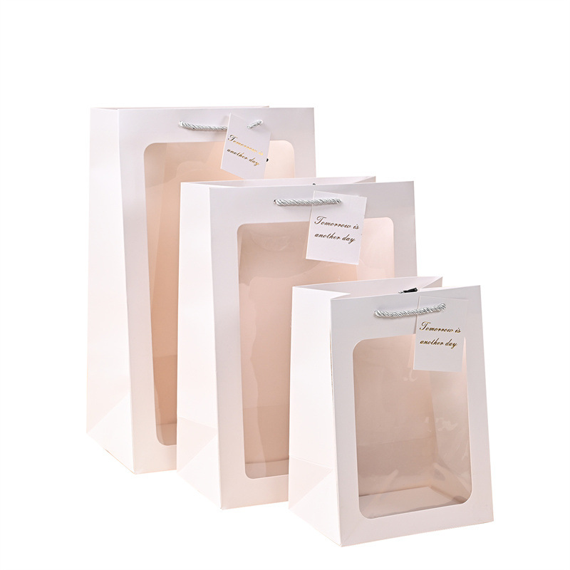 Transparent Window Handbag Teachers' Day Flower Packaging Gift Bag Accompanying Gift Box Packaging Paper Bag Doll Gift Bag