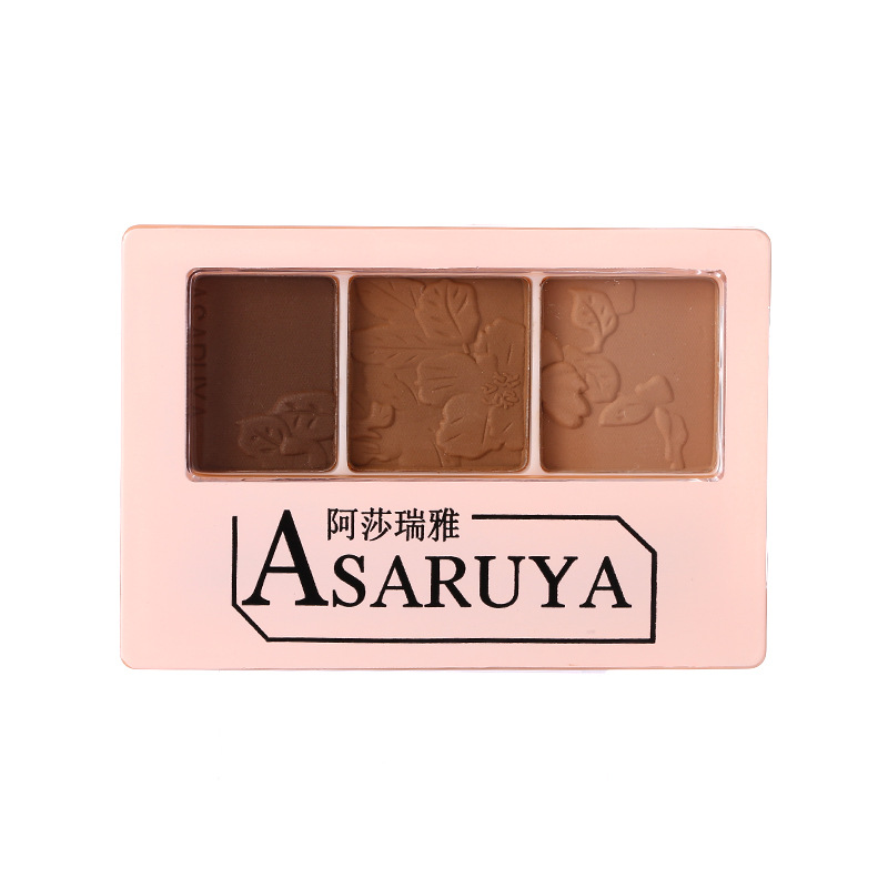 Asha Reya New Bear Tricolor Natural Micro-carved Eyebrow Powder Student Internet Celebrity Same Style Easy Makeup Waterproof No Makeup