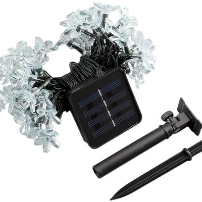 Cherry blossom solar light string outdoor waterproof courtyard garden balcony decoration camping hanging tree atmosphere led colored lights
