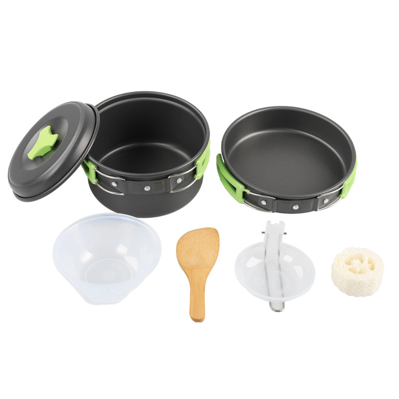 1-2 人屋外ピクニックポータブルコンビネーション Ds200 Cookset キャンプ調理器具フライパンポットセットキャンプキッチン用品|undefined