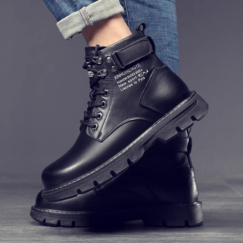 Martin Boots Men's High-top British Style Tooling Boots Outdoor Trendy Shoes Mid-top Leather Boots Men's Autumn Casual Martin Shoes
