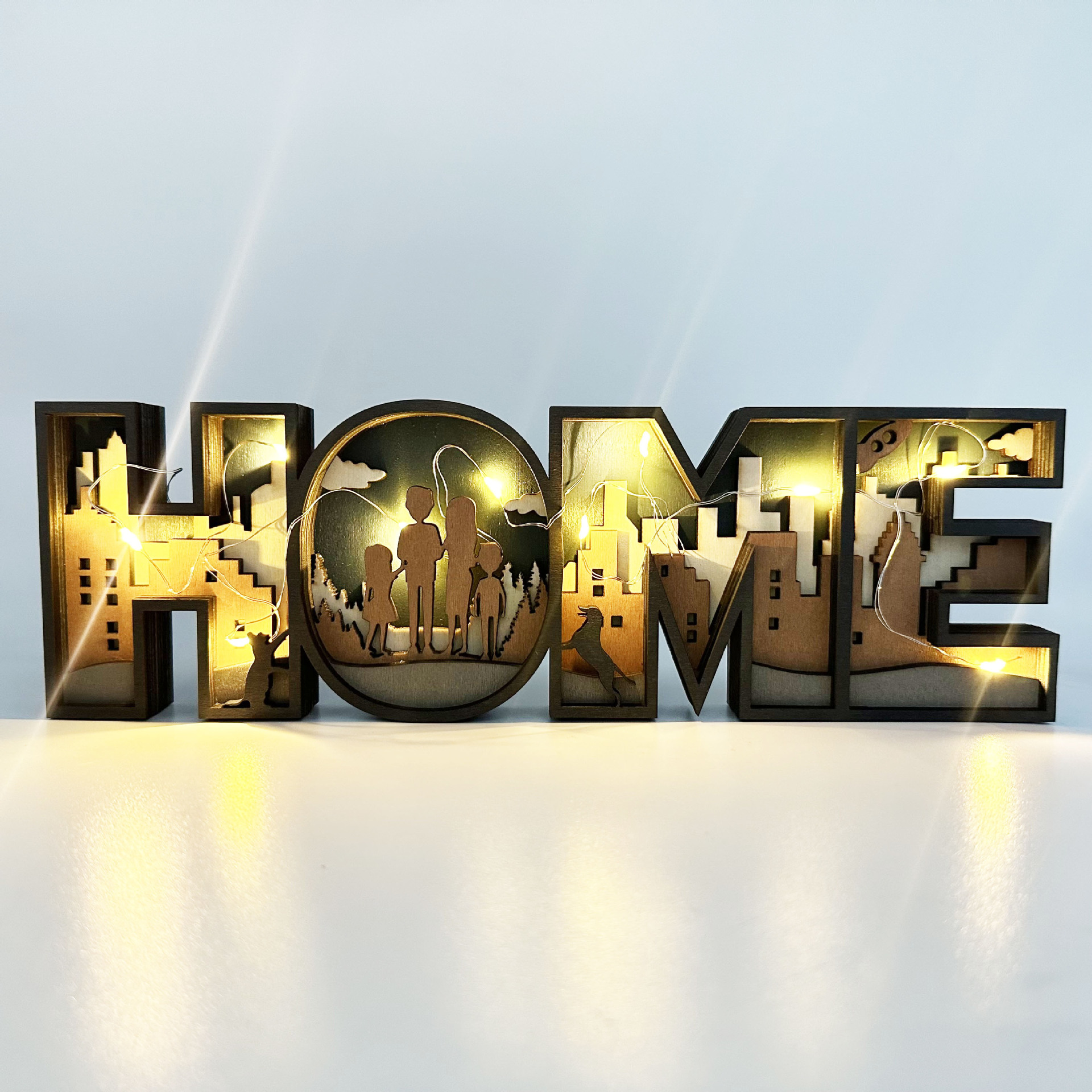 跨境新款木製LOVE&HOME擺件創意設計3D字母家居客廳裝飾工藝品