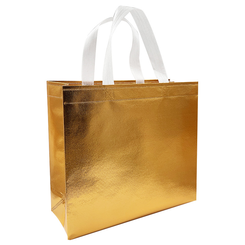 Wholesale non-woven bag folding aluminized film tote bag packaging advertising gift promotional shopping bag logo do