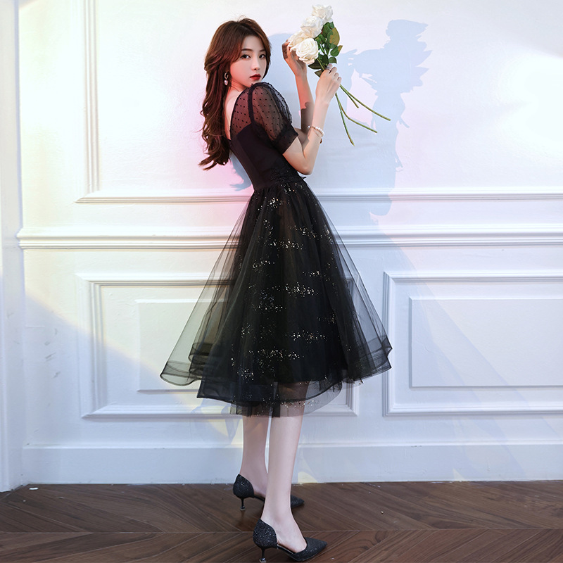 Banquet Small Evening Dress Dress Women's Black Elegant High-end Niche Light Luxury Dress Birthday High-end Dress Summer