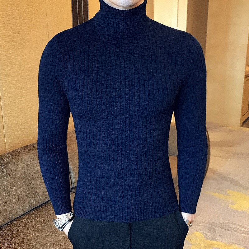 21 Fall/Winter Men's Fall/Winter Five-Color Fashion Twist Knitted Turtleneck Sweater Base Shirt Trendy Men's Sweater