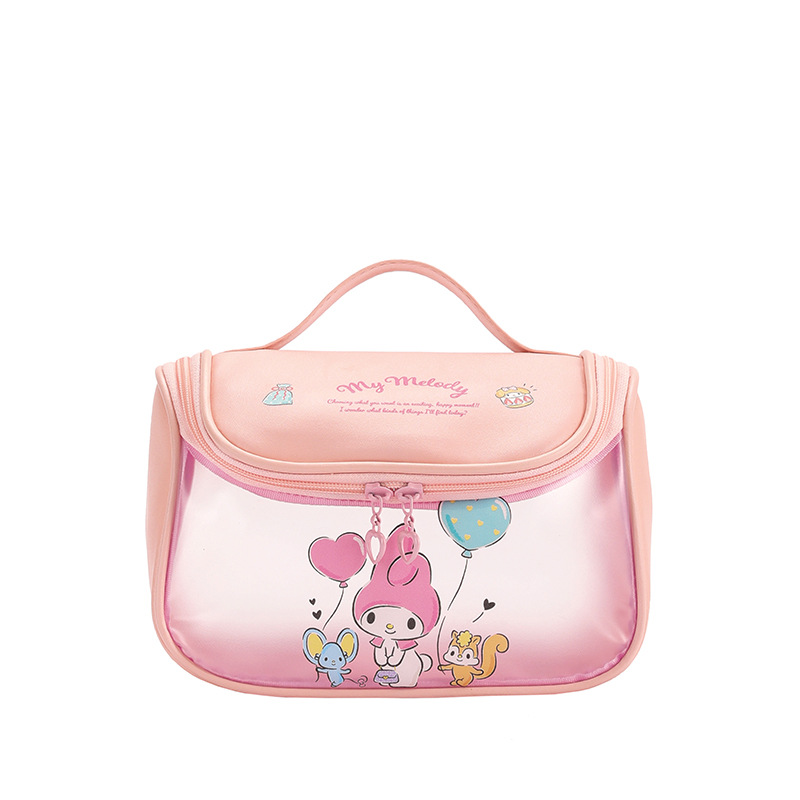 Женская косметичка Sanrio с мультяшным рисунком, Женская портативная дорожная сумка большой емкости с двойной молнией