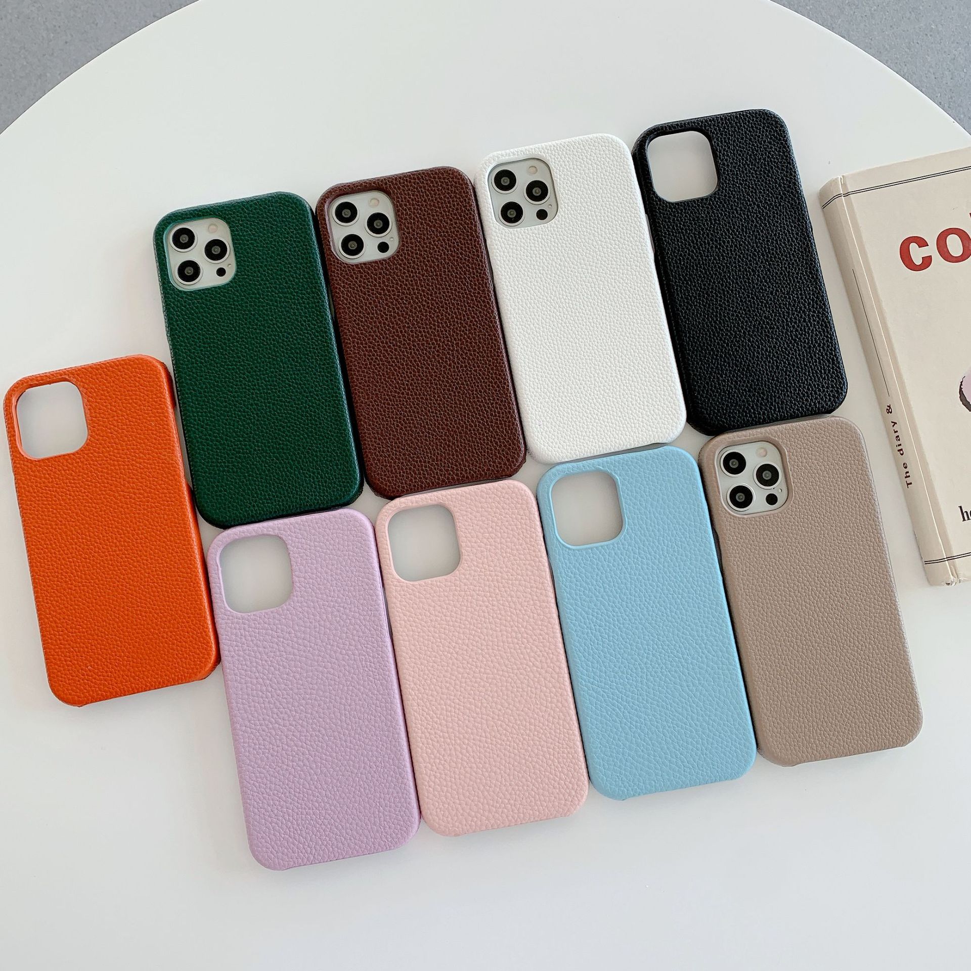 簡約復古荔枝紋手機殼適用iPhone12Pro max保護套蘋果X保護套硬殼
