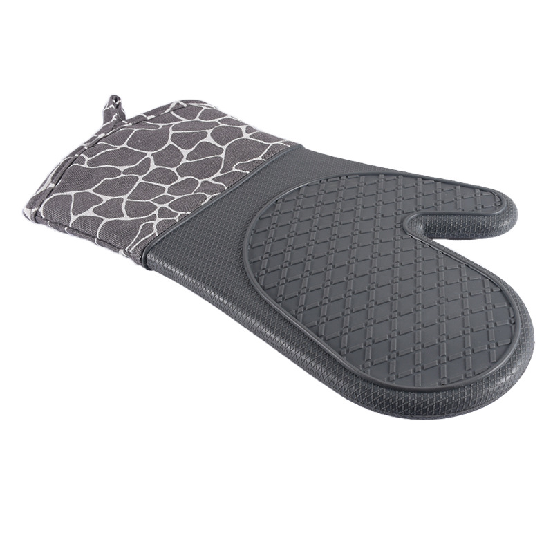 New Deer Pattern Cloth Rice Point Short Gloves Baking Microwave Oven Heat Insulation Anti-scalding Oven Universal Two-finger Cotton Gloves
