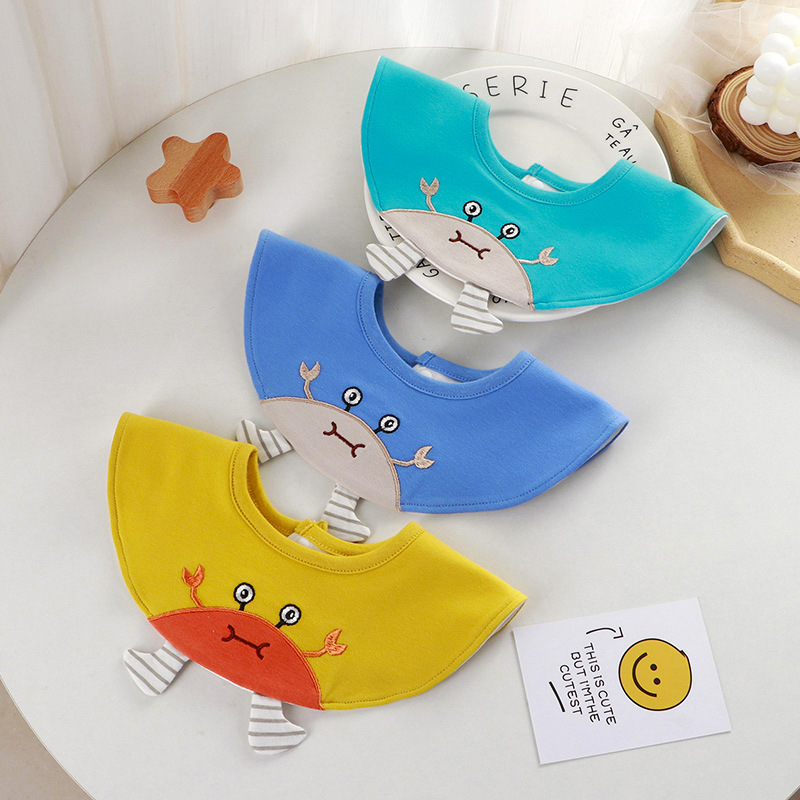 Slippery towel baby bib eating bib men's and women's embroidery newborn children 360 degree rotatable anti-spitting milk