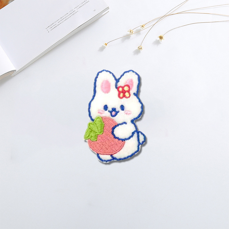 New cute plush rabbit embroidery cloth stickers self-adhesive DIY mobile phone case bag decorative clothes patch wholesale