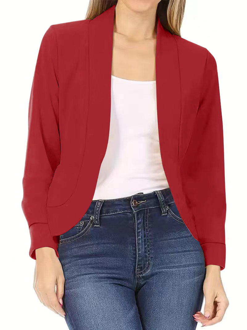  New Aliexpress Amazon Women's Tops Solid Color Jackets Versatile Suits with Cardigans and Shawls