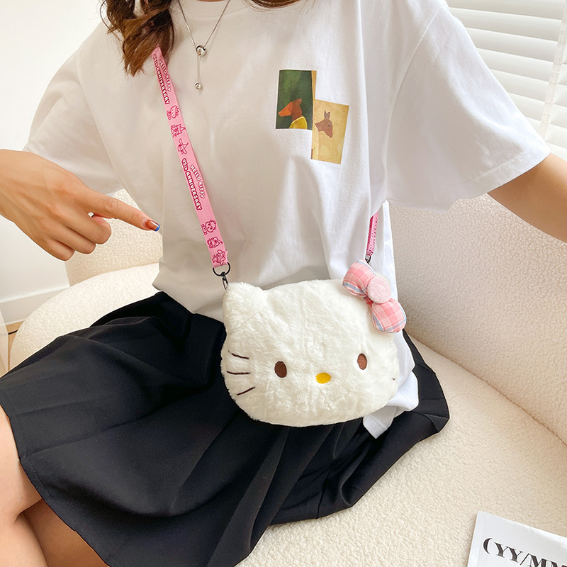 Cute Fluffy Bag Sweet Girl Student All-match Shoulder Crossbody Bag Soft Cute Princess 2024 New Carto Bag