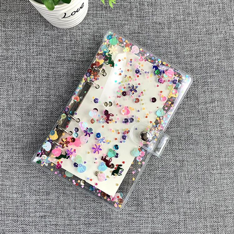 Internet Red ins Girl's Heart Unicorn Loose-leaf Book quicksand sequins A6 hand account book notebook student notebook