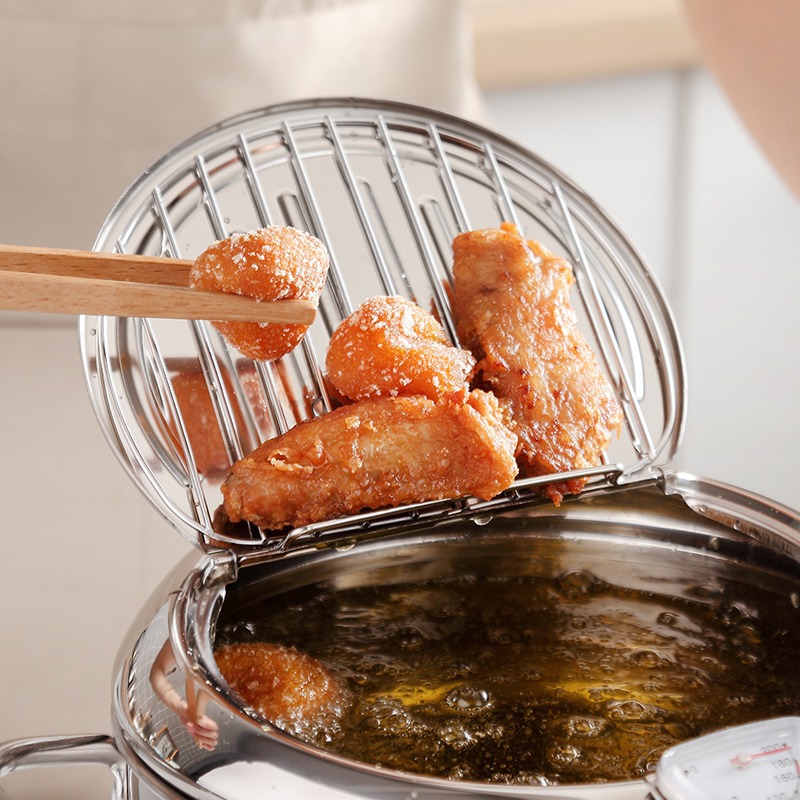 Chengze Фритюрница Tempura из нержавеющей стали 304 в японском стиле Бытовая небольшая фритюрница с контролируемой температурой и экономией топлива с ситечком