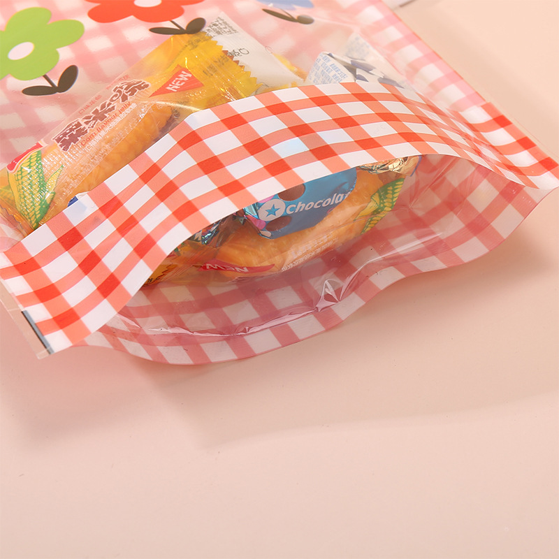 Thickened Translucent Cartoon Bear Baking Snowflake Crisp Self-standing Bag Cookies Packaging Self-sealing Zipper Bag