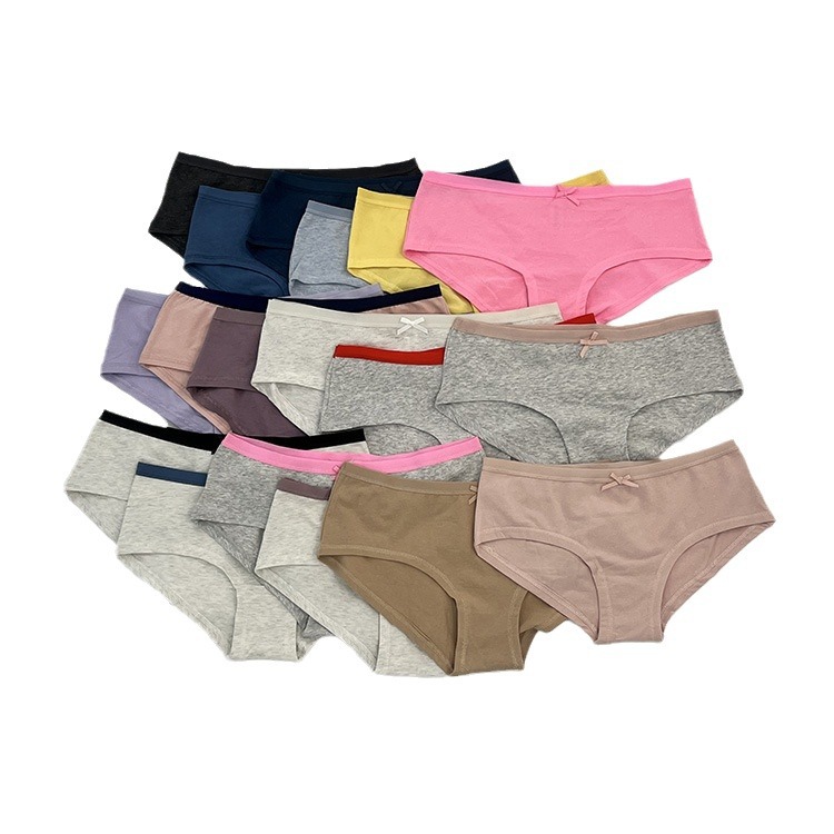 European and American Foreign Trade Single cotton comfortable breathable sheath underwear pure cotton wide-brimmed solid color shorts women's low waist briefs